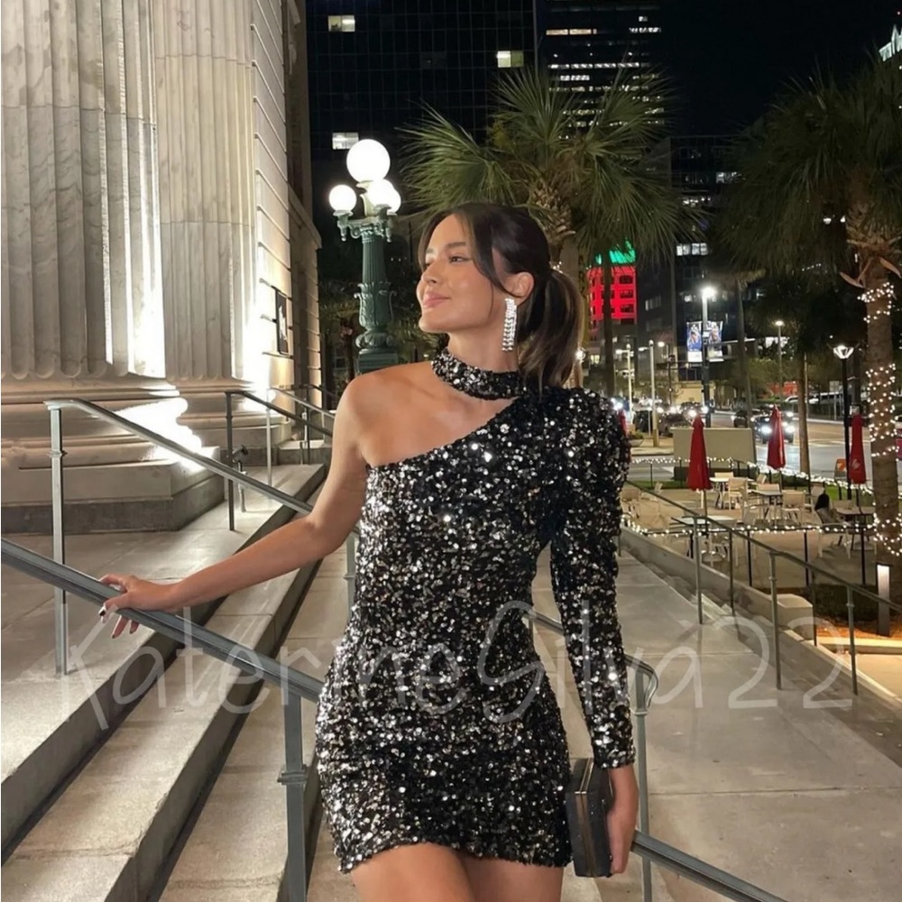 Zara black sequin mini dress